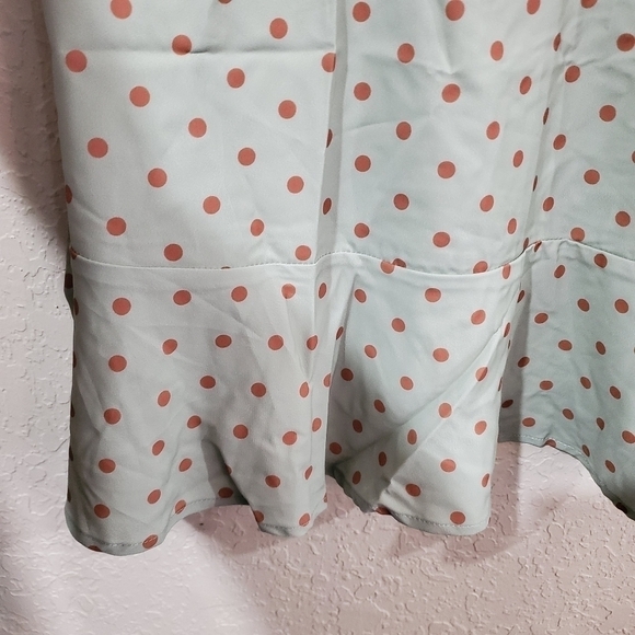 NWT Short Sleeve Ruffle Green Polka-dot Dress XL - Picture 5 of 13